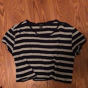 Navy blue and white crop top